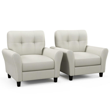 Dreamade Modern Mid-Century Accent Chair - Linen Living Room Chair with Tufted Back, Grey