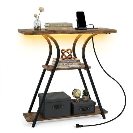 Dreamade 32" 3-Tier Narrow Console Table with LED Lights