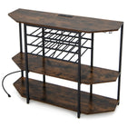 Dreamade Wine Bar Cabinet with Power Outlet, Mini Coffee Bar Stand Table with 21 Bottle Wine Rack & Glass Holders