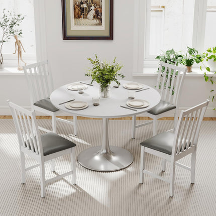 Dreamade Wooden Dining Chairs Set of 2/4 Faux Leather Upholstered Kitchen Chair w/Rubber Wood Legs