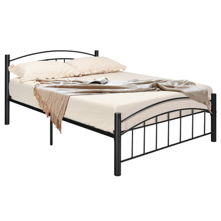 Queen/Full/Twin Size Black Modern Platform Bed with Headboard and Footboard | Metal Bed Frame