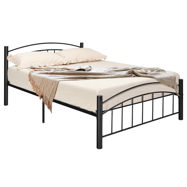 Queen/Full/Twin Size Black Modern Platform Bed with Headboard and Footboard | Metal Bed Frame