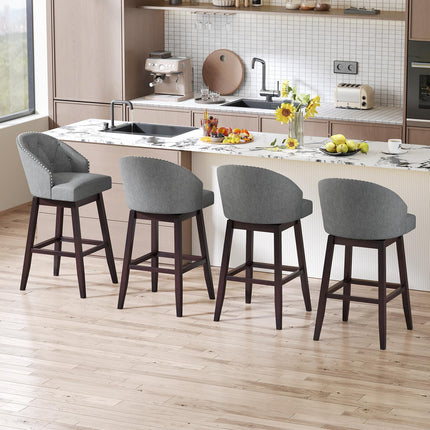 Dreamade Modern Upholstered Bar Stools Set of 2/4, 31" Bar Height Swivel Kitchen Stools w/Button-Tufted Back