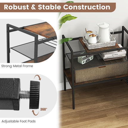 Dreamade 3-Tier Storage Rack, 24" Compact Shelving Unit Storage Shelves with Unique Removable Panel for Different Heights