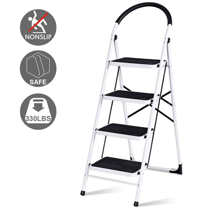 Dreamade4 Step Ladder Folding Step Stool with Anti-Slip Pedal Platform Metal Frame