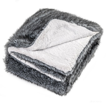 Dreamade 740GSM Soft Plush Fuzzy Luxury Faux Wolf Fur Blanket for Sofa