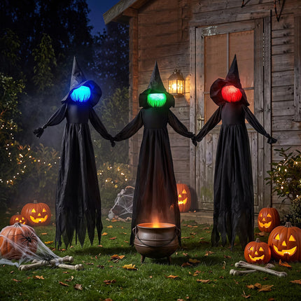 DREAMADE 4.3 ft 3 Pack Halloween Light Up Witches