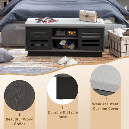 Dreamade Entryway Shoe Storage Bench - Shoe Rack w/Seat Cushion & 6 Storage Compartments