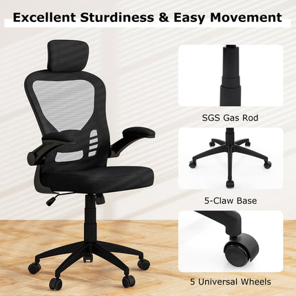 Dreamade Ergonomic Mesh Office Chair, Home Office Desk Chair with Adjustable Headrest and Lumbar Support
