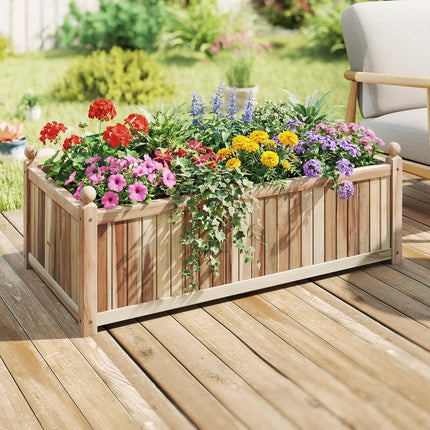 Dreamade Wooden Raised Garden Bed Natural Acacia Wood Rectangular Planter Box with Liner