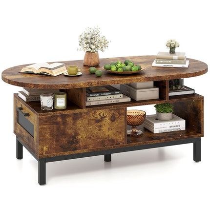 Dreamade 47" Oval Coffee Table Cocktail Accent Center Table with Storage