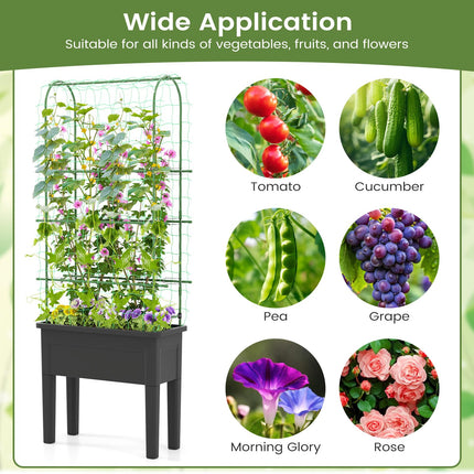 Dreamade Raised Garden Bed with Legs and Trellis for Climbing Plants
