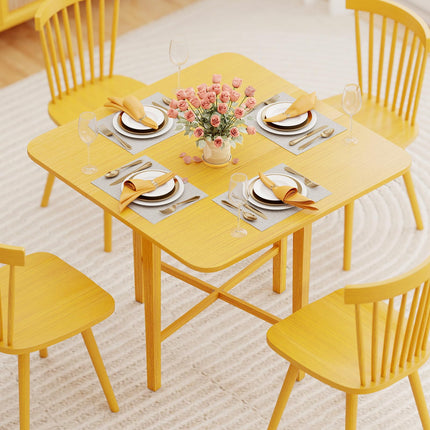 Dreamade 36" Extendable Dining Table with Drop Leaf X-Shaped Frame Rubber Wood Legs