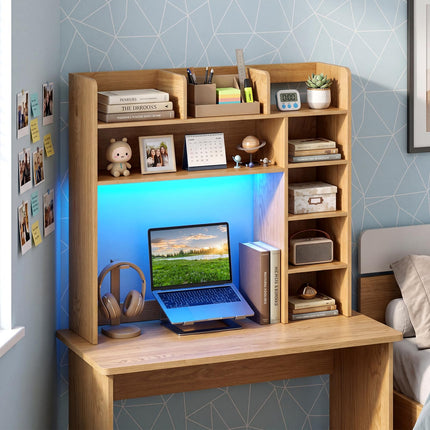 Dreamade 35.5" Desktop Bookshelf with LED Lights
