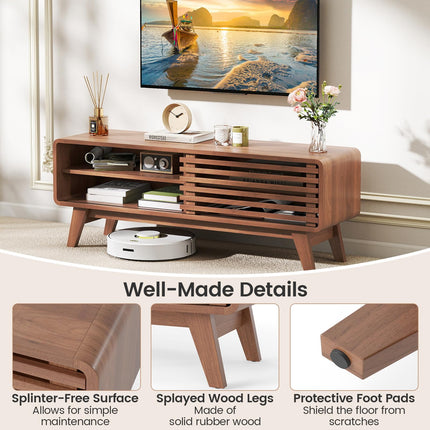 Dreamade TV Stand for TVs up to 55" with Sliding Door and Adjustable Shelves for Living Room