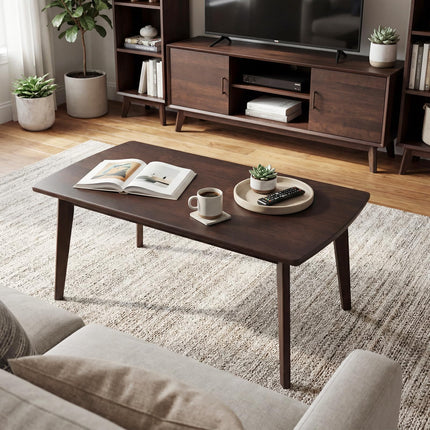 Dreamade 34.5" Solid Wood Coffee Table with Tapered Legs