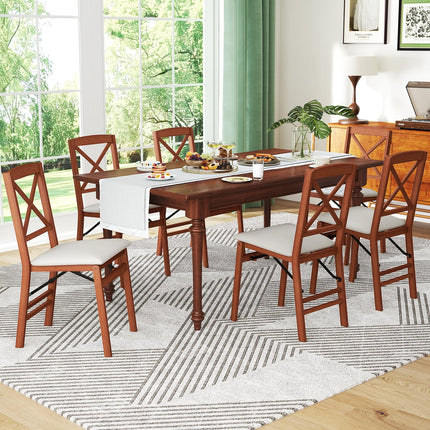 Dreamade Folding Dining Chairs Set of 2/4, Modern Kitchen Chairs w/Padded Seat & Cross Backrest