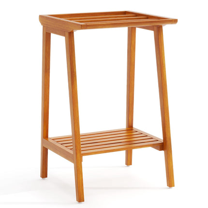 Dreamade Teak Towel Rack for Bathroom, 5 Bars Freestanding Towel Racks with Storage Shelf, 19.5" L x 19.5" W x 31.5" H
