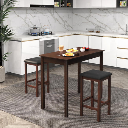 Dreamade Dining Table Set for 2, Counter Height Dining Table Set with 2 Bar Stools, Wood Legs, Dinette Table Set