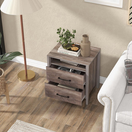 Dreamade Farmhouse Nightstand, Rustic Wood Bedside Table