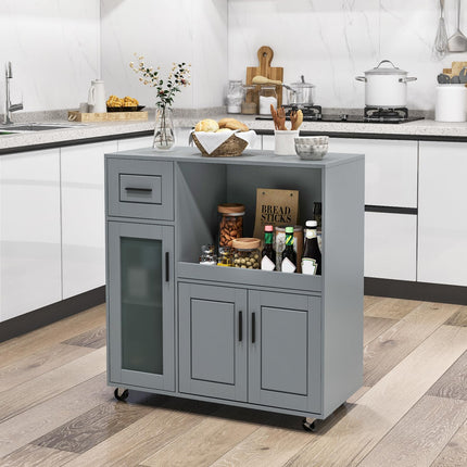 Dreamade Kitchen Island with Storage, Kitchen Cart with Wheels