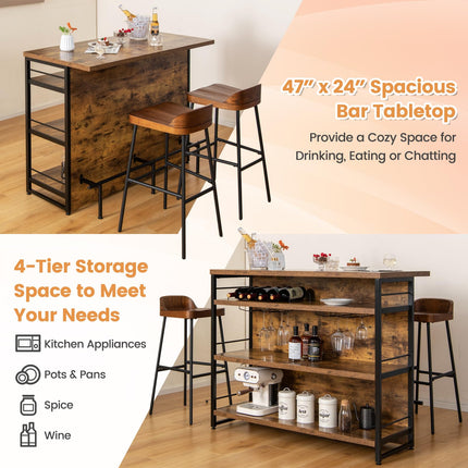 4 Tier Liquor Bar Table with Footrest - Dreamade