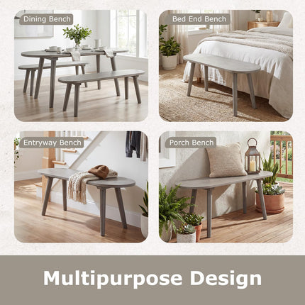 Dreamade 43 Inch Solid Wood Farmhouse Dining Bench Rustic Wooden Entryway Bench with Rubber Wood Legs