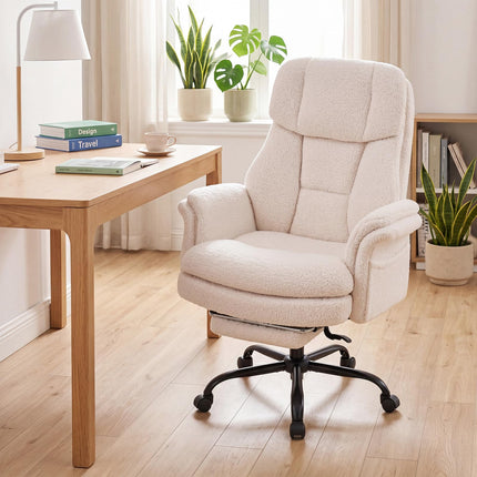 Dreamade Criss Cross Legged Reclining Desk Chair with 5-Level Adjustable Armrests