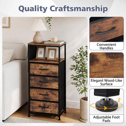 Dreamade Modern 34" Bedside Table with 4 Fabric Drawers (1/2)