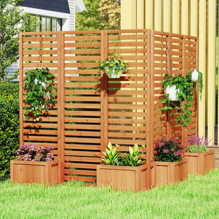 Dreamade Outdoor Wooden Privacy Screen with Planter Box