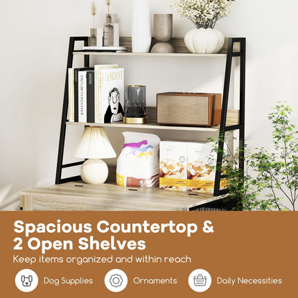 Dreamade 38" Dog Crate Furniture with Storage Shelves