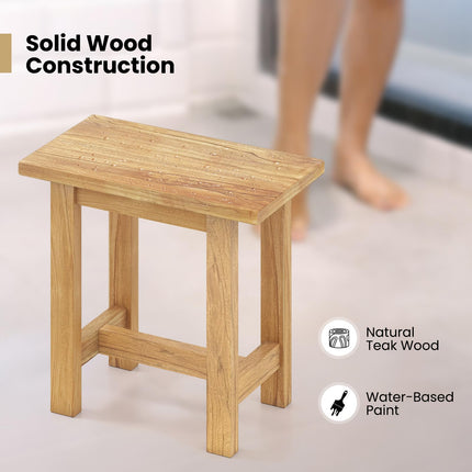 Dreamade Teak Shower Bench Stool with Waterproof Spa Bath Seat for Seniors 20''L x 11''W x 18.5''H