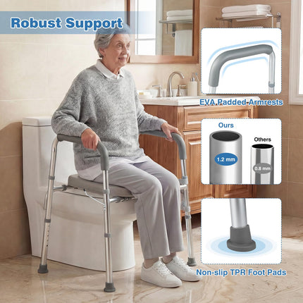Dreamade Raised Toilet Seat with Handles | Toilet Seat Riser for Seniors w/Padded Arms