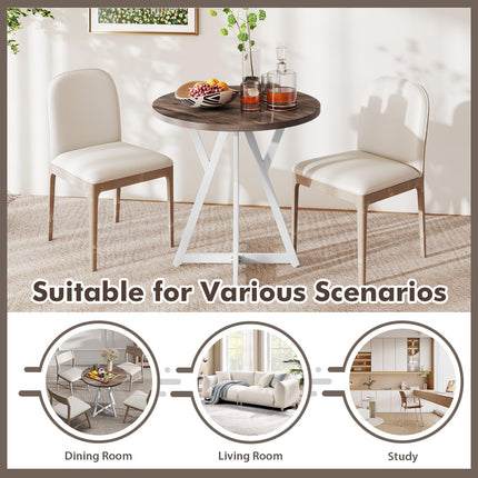 Dreamade 31.5" Small Round Dining Table for 2-4 with Crossed Metal Legs Load 220Lbs