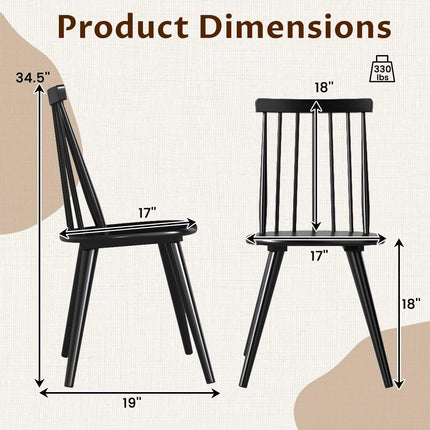 Dreamade Windsor Dining Chairs Set of 2/4 Farmhouse Wooden Black Kitchen Chairs