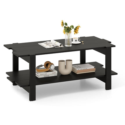 Dreamade 2-Tier Coffee Table with Storage Shelf