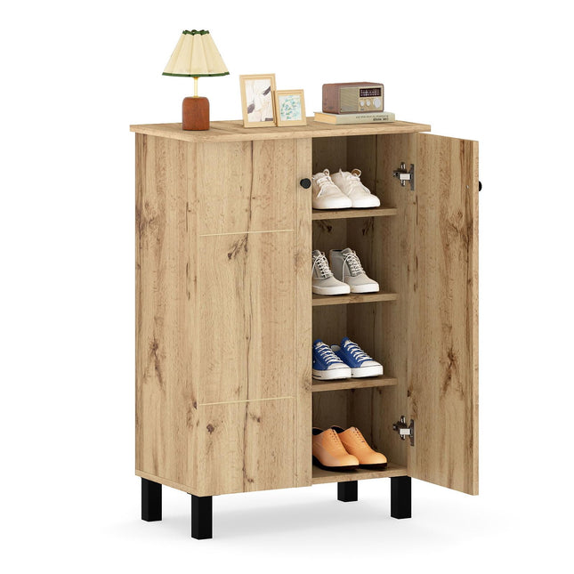 Dreamade Shoe Cabinet with Doors 4-Tier Narrow Shoe Rack Cabinet