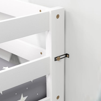 Dreamade Bunk Bed Twin Over Twin White, Solid Wood Bunk Bed