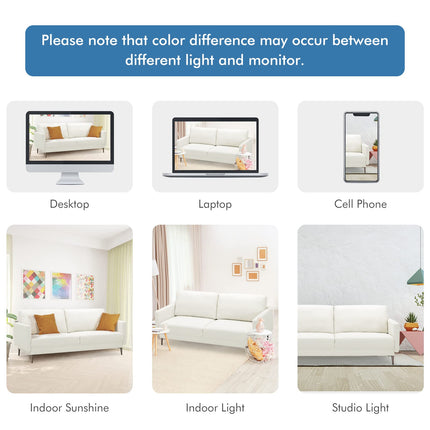 Dreamade Sofa Couch, for Bedroom, Reception Rooms, Chair & Loveseat(Grey & White)