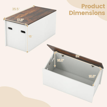 Dreamade Flip-top Storage Chest, Lift Top Storage Bench w/Pneumatic Rod & Safety Hinges