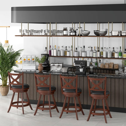 Dreamade Swivel Bar Stools Set of 2, Farmhouse Wooden Barstools with Back