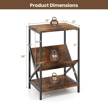Dreamade Record Player Stand, 3-Tier End Table w/ V-Shaped Magazine Holder, Turntable Stand with Record Storage Up to 80 Albums