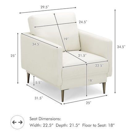 Dreamade Sofa Couch, for Bedroom, Reception Rooms, Chair & Loveseat(Grey & White)