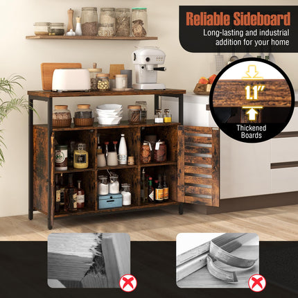 Dreamade Buffet Cabinet, Kitchen Sideboard with 2 Storage Cupboards, Open Shelves, 2 Cubes, Anti-Tipping Kits