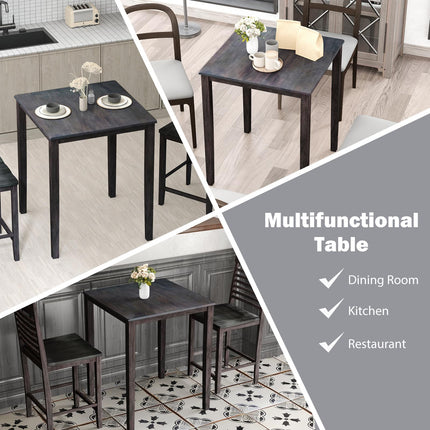 Dreamade Square Dining Table with Solid Wood Frame