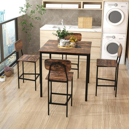 Dreamade 5-Piece Dining Table Set W/Counter Height Table & 4 Bar Stools