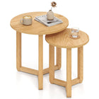 Dreamade Farmhouse Round Nesting Coffee Table Set of 2 Wood Nesting End Tables