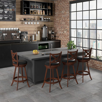 Dreamade Swivel Bar Stools Set of 2, Farmhouse Wooden Barstools with Back