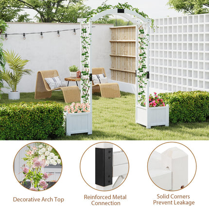 Dreamade Garden Arbor with Planter, Wooden Planter Arch with Trellis, Outdoor Arch for Climbing Plants