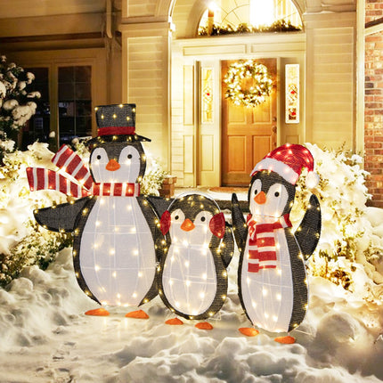 Dreamade Set of 3 Lighted Christmas Penguins with LED Lights Outdoor Glowing Holiday Display